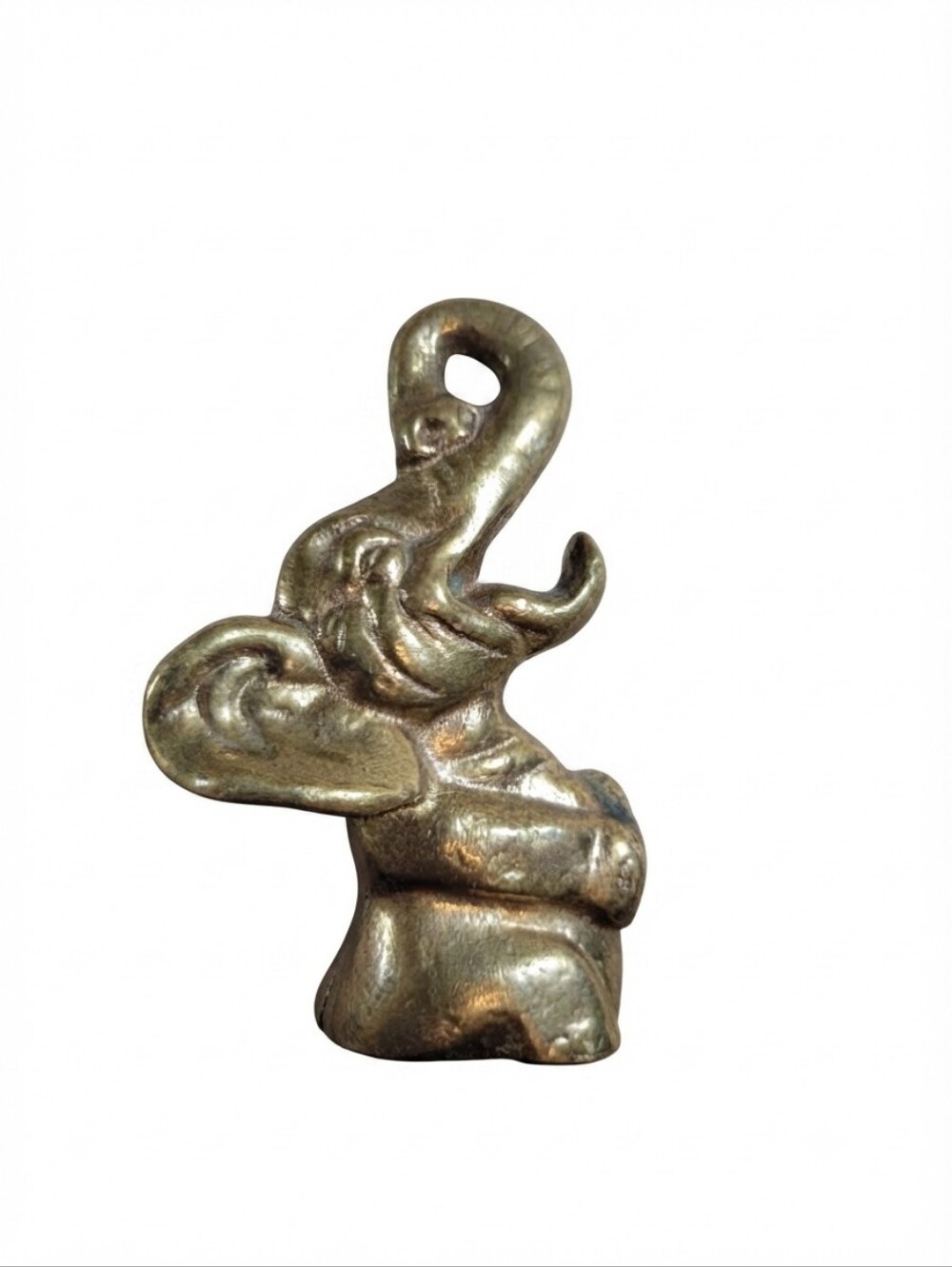 Vintage Solid Brass Elephant Figurine Made in Canada Trunk Up Lucky Decor
